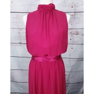 Vintage Ursula of Switzerland Magenta High Neck Full Skirt Elegant Dress SZ 10‎